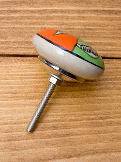 〔約平型〕アジアンデザインの取っ手 陶器のプルノブ(ドアノブ)〔約4cm〕 - サブ2