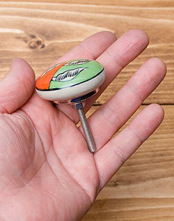 〔約平型〕アジアンデザインの取っ手 陶器のプルノブ(ドアノブ)〔約4cm〕 - サブ4