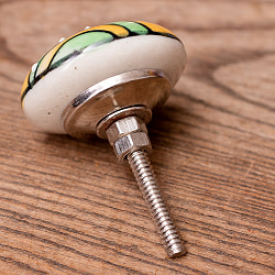 〔約平型〕アジアンデザインの取っ手 陶器のプルノブ(ドアノブ)〔約4cm〕 - サブ2