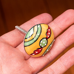 〔約平型〕アジアンデザインの取っ手 陶器のプルノブ(ドアノブ)〔約4cm〕 - サブ4