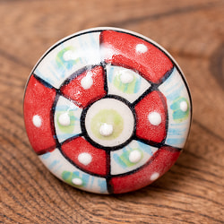 〔約平型〕アジアンデザインの取っ手 陶器のプルノブ(ドアノブ)〔約4cm〕 - サブ3