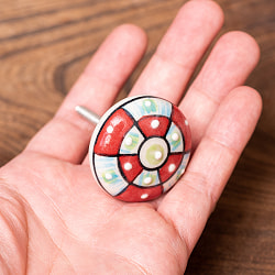 〔約平型〕アジアンデザインの取っ手 陶器のプルノブ(ドアノブ)〔約4cm〕 - サブ4