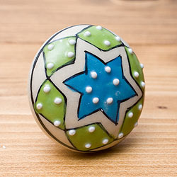 〔約平型〕アジアンデザインの取っ手 陶器のプルノブ(ドアノブ)〔約3.9cm〕 - サブ3