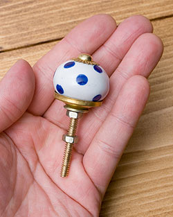 アジアンデザインの取っ手 陶器のプルノブ(ドアノブ)〔約2.5cm〕 - サブ4