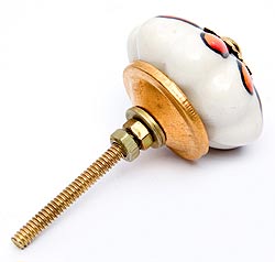 アジアンデザインの取っ手 陶器のプルノブ(ドアノブ)〔約4.5cm〕 - サブ2