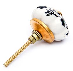 アジアンデザインの取っ手 陶器のプルノブ(ドアノブ)〔約3.4cm〕 - サブ2