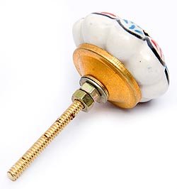 アジアンデザインの取っ手 陶器のプルノブ(ドアノブ)〔約4.5cm〕 - サブ2