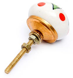 アジアンデザインの取っ手 陶器のプルノブ(ドアノブ)〔約4cm〕 - サブ2