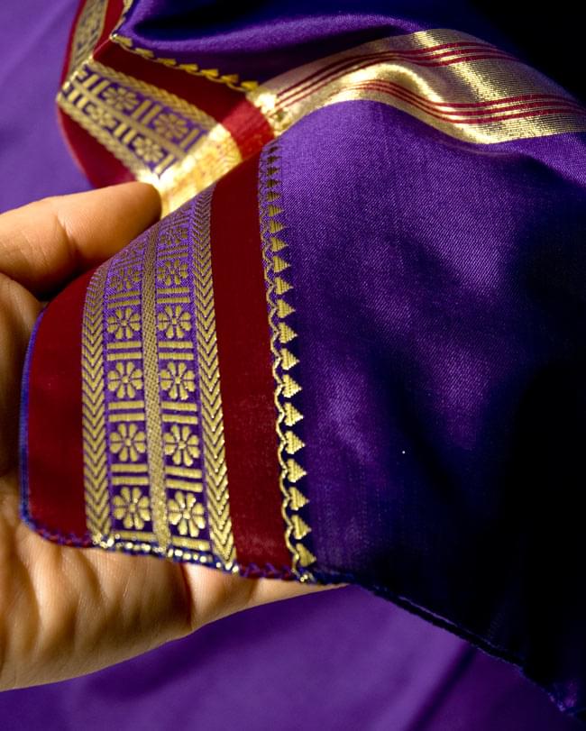 ドーティ・ドゥパッタセット - 紫の商品写真 7枚目 端の始末もきちんとしてあります。