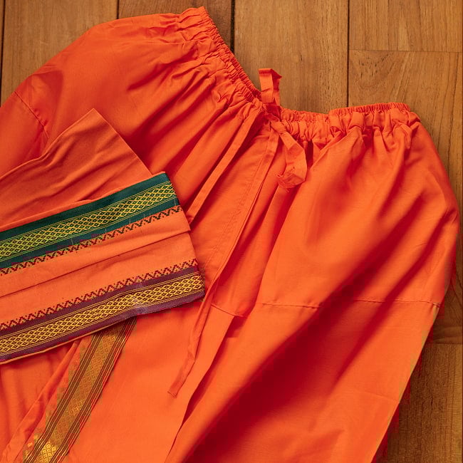 ドーティ・ドゥパッタセット 16 - 5：ディープオレンジ