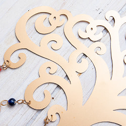  ドアチャイムなどへ！手作りのやさしい音色 インドの銅仕上げベル付きハンギング - カルパタル〔約65cm〕 - サブ2