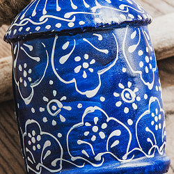 ジュート紐とハンドペイントの 手作りベル インドの素朴な味わい 縦：約12cm 横：約7cm   鐘形 ブルー - サブ2