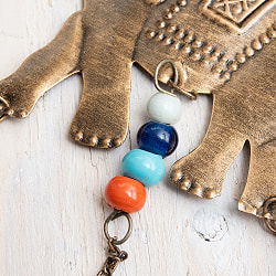 ドアチャイムなどへ！手作りのやさしい音色 インドの銅仕上げハンギング - ぞう3連ゴールド〔約90cm〕 - サブ3