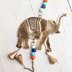 ドアチャイムなどへ！手作りのやさしい音色 インドの銅仕上げハンギング - ぞう3連ゴールド〔約90cm〕 - サブ5