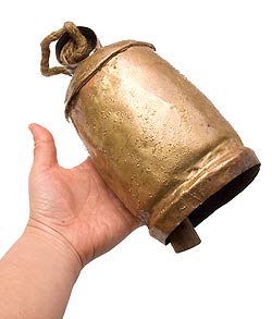 ドアチャイムなどへ！手作りのやさしい音色 インドの銅仕上げカウベル-【10cm*19cm】 - サブ4
