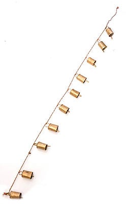 ドアチャイムなどへ!手作りのやさしい音色 インドの銅仕上げカウベル-【5cm*3.5cm*130cm】 - サブ2