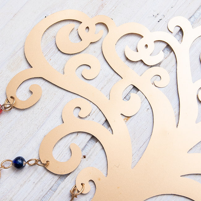 【送料無料・3個セット】 ドアチャイムなどへ！手作りのやさしい音色 インドの銅製ベル付きハンギング - カルパタル〔約65cm〕 3 - 拡大写真です