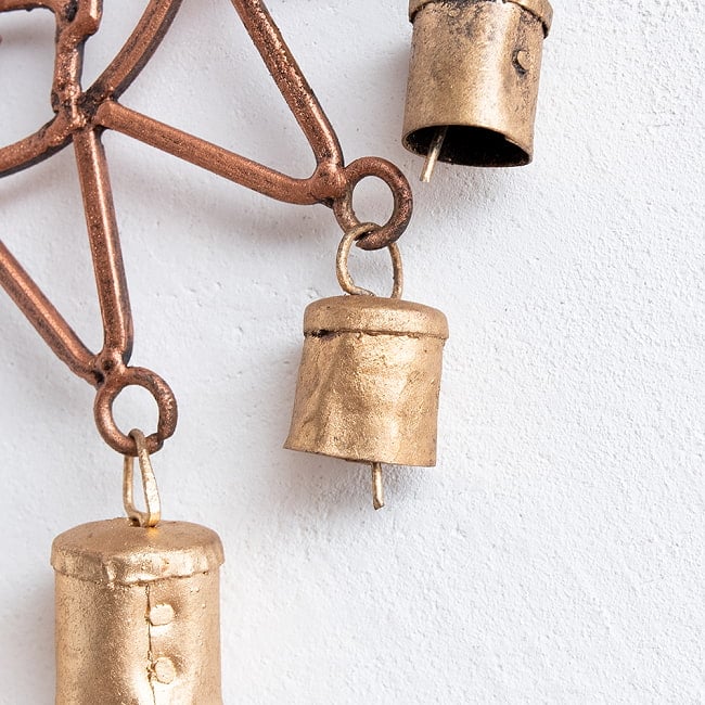 【送料無料・6個セット】インドの銅製ハンギング - 太陽神スーリャ 8 - ベルは少し色が違います