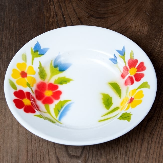 タイのレトロホーロー 花柄飾り皿 RABBIT BRAND〔約20.5cm×約3cm〕 3 - 花がらが素敵です