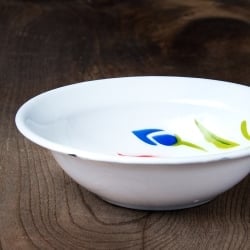 タイのレトロホーロー 花柄飾りボウル RABBIT BRAND〔約16cm×約4cm〕 - サブ4