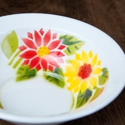 タイのレトロホーロー 花柄飾りボウル RABBIT BRAND〔約21.2cm×約6.4cm〕 - サブ2