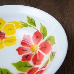 タイのレトロホーロー 花柄飾りボウル RABBIT BRAND〔約23.5cm×約6.5cm〕 - サブ5