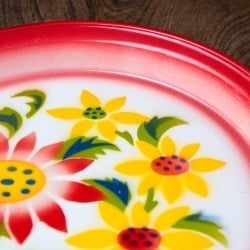 タイのレトロホーロー 花柄飾り皿・トレー RABBIT BRAND〔約25.7cm×約2.5cm〕 - サブ5