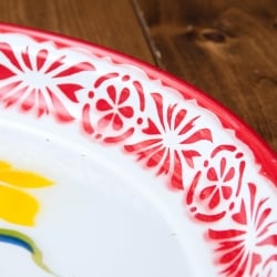 タイのレトロホーロー 花柄飾り皿・トレー RABBIT BRAND〔約45cm×約4.3cm〕 - サブ5