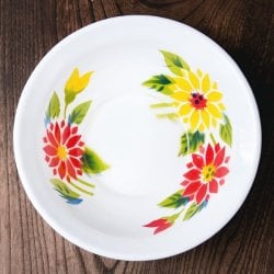 タイのレトロホーロー 花柄飾りボウル RABBIT BRAND〔約18.5cm×約5.2cm〕