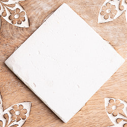 〔10cm×10cm〕ブルーポッタリー ジャイプール陶器の正方形デコレーションタイル唐草オレンジ - サブ4