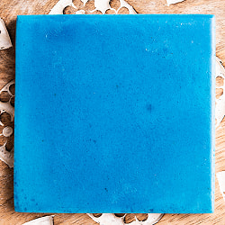 〔10cm×10cm〕ブルーポッタリー ジャイプール陶器の正方形デコレーションタイル水色 インド品質 - サブ5