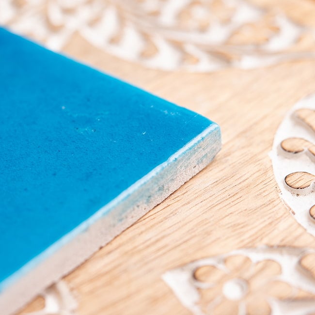 〔10cm×10cm〕ブルーポッタリー ジャイプール陶器の正方形デコレーションタイル水色 インド品質 6 - こちらも美しい水色。