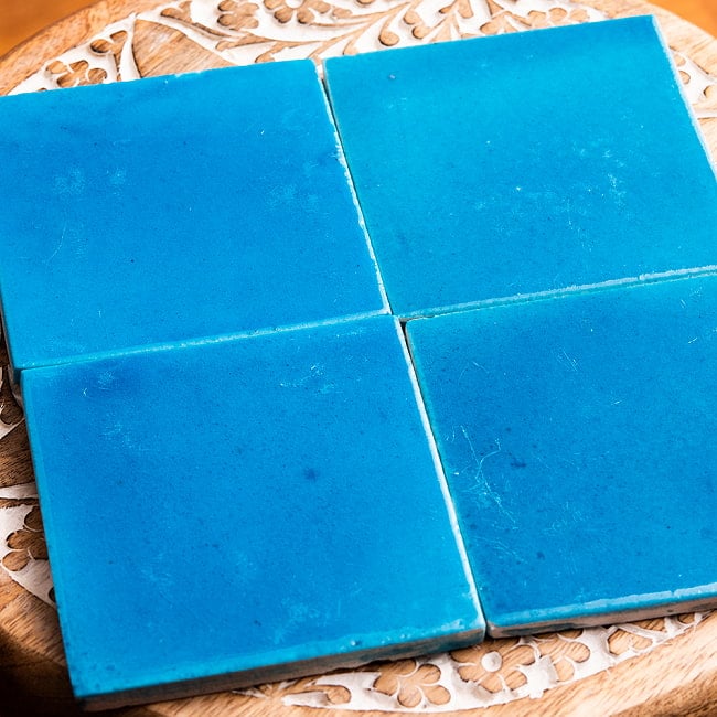 〔10cm×10cm〕ブルーポッタリー ジャイプール陶器の正方形デコレーションタイル水色 インド品質 7 - 並べるととても綺麗です。DIYのデコレーションなどにお役立てください。