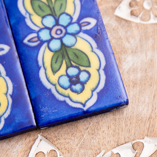 〔10cm×5cm〕ブルーポッタリー ジャイプール陶器の花柄デコレーションタイル -青 2 - 拡大写真です