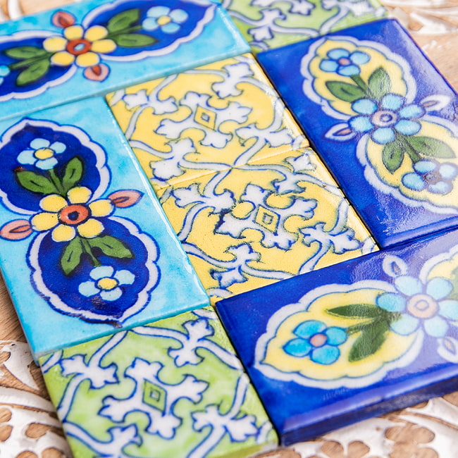 〔10cm×5cm〕ブルーポッタリー ジャイプール陶器の花柄デコレーションタイル -青 7 - 別サイズと組み合わせると、まるで絵画のよう。