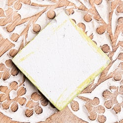 〔4.9cm×4.9cm〕ブルーポッタリー ジャイプール陶器の正方形デコレーションタイル - クロス黄緑 - サブ4