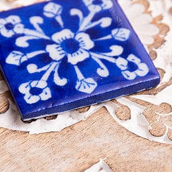 〔4.9cm×4.9cm〕ブルーポッタリー ジャイプール陶器の正方形デコレーションタイル - 小花青 - サブ3