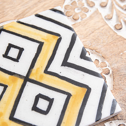 〔10cm×10cm〕ブルーポッタリー ジャイプール陶器の正方形デコレーションタイル タージ・マハル ダイヤ - サブ2