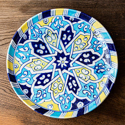 〔大皿 直径：25.5cm〕ブルーポッタリー ジャイプール陶器の円形飾り皿 ブルーモスク