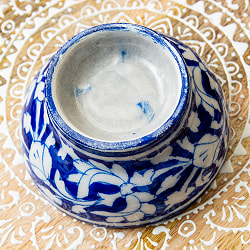 〔お椀型 直径：10.5cm〕ブルーポッタリー ジャイプール陶器の飾り皿 - サブ4