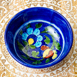 〔お椀型 直径：10.5cm〕ブルーポッタリー ジャイプール陶器の飾り皿 - サブ2