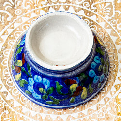 〔お椀型 直径：10.5cm〕ブルーポッタリー ジャイプール陶器の飾り皿 - サブ4