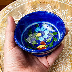 〔お椀型 直径：10.5cm〕ブルーポッタリー ジャイプール陶器の飾り皿 - サブ5