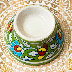 〔お椀型 直径：10.5cm〕ブルーポッタリー ジャイプール陶器の飾り皿 - サブ4