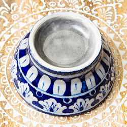 〔お椀型 直径：10.5cm〕ブルーポッタリー ジャイプール陶器の飾り皿 - サブ4