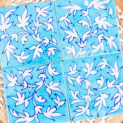 〔10cm×10cm〕ブルーポッタリー ジャイプール陶器の正方形デコレーションタイル 飛び立つ鳥 - サブ5