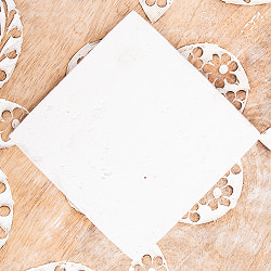 〔10cm×10cm〕ブルーポッタリー ジャイプール陶器の正方形デコレーションタイル 水色と黄色のお花コーナー 【組合せ可能】 - サブ4