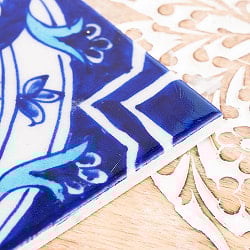 〔10cm×10cm〕ブルーポッタリー ジャイプール陶器の正方形デコレーションタイル 円と青花 - サブ3