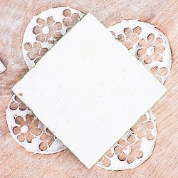 〔7.5cm×7.5cm〕ブルーポッタリー ジャイプール陶器の正方形デコレーションタイル ミント - サブ4