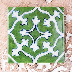 〔7.5cm×7.5cm〕ブルーポッタリー ジャイプール陶器の正方形デコレーションタイル ミントの商品写真